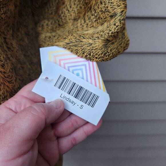 Lularoe Mustard Yellow Mixed Hi-Lo Cardigan Sweater NWT Lindsay Open Front - Picture 6 of 13